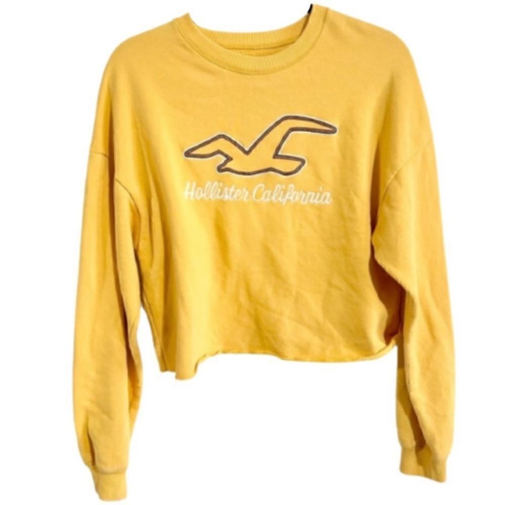 Hollister cropped crewneck sweatshirt with embroidered logo- S